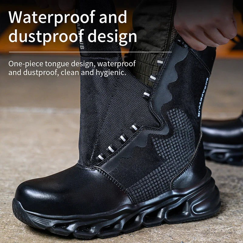 Indestructible Work Boots Men Steel Toe Shoes  High-Top Boots Anti Puncture Non Slip Work Shoes Wear-resisting Safety Shoes
