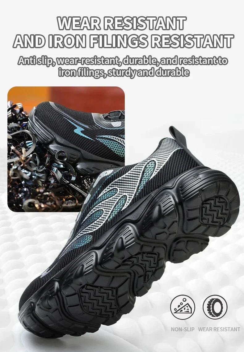 Rotating Button Tactical Boots Men Reflective Steel Toe Shoes Indestructible Work Sneakers Protective Safety Boots Size 47 48