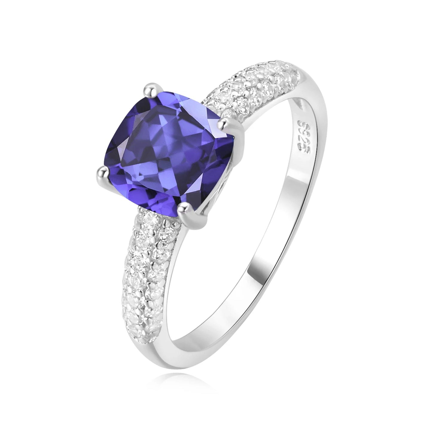 2.22ct Created Sapphire Nano Emerald Tanzanite Solitaire Ring 925 Sterling Silver for Women Daily Party Jewelry  sets gift