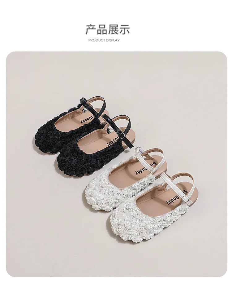 Girls Sandals Small Cute Flowers Close-toed Sandals For Girl 2025 Spring Summer Kids Flats Girls Ankle Strap Sandals