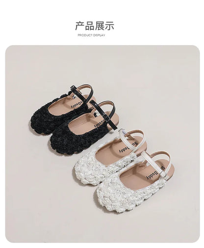 Girls Sandals Small Cute Flowers Close-toed Sandals For Girl 2025 Spring Summer Kids Flats Girls Ankle Strap Sandals
