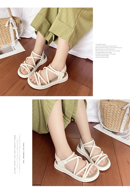 Girls Sandals Kids Sandals for Girls 2024 Summer Brand Children Beach Shoes Princess Sweet Gladiator Sandals Open Toes Anti-skid