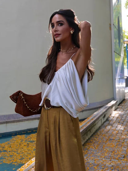 New Slip Tops Fashion Satin Elegant Crop Top Woman 2026 Sleeveless Thin Straps Short Tops For Women Backless Sexy Party Top