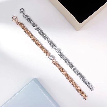 6.5mm Round Moissanite Bracelet for Women Men 100% S925 Sterling Silver Plated 18K Gold Party Fine Jewelry Gift