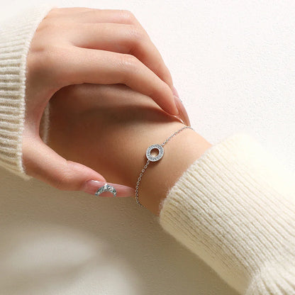 Hollow Circle Moissanite Bracelet for Women 925 Sterling Silver Charm Chain Adjustable Engagement Party Luxury Jewelry