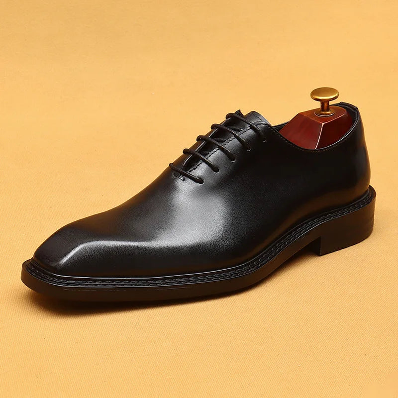 Luxury Brand Mens Oxford Leather Shoes Black Brown Handmade Lace Up Pointed Toe Dress Shoes Wedding Office Business Formal Shoes