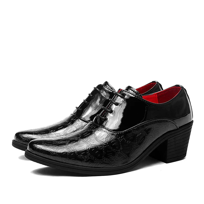 Red High Heels Shoes Man Dress Shoes Luxury Elegant Men's Leather Shoes Big Size 38-46 Pointed Toe Italian Wedding Shoes For Man