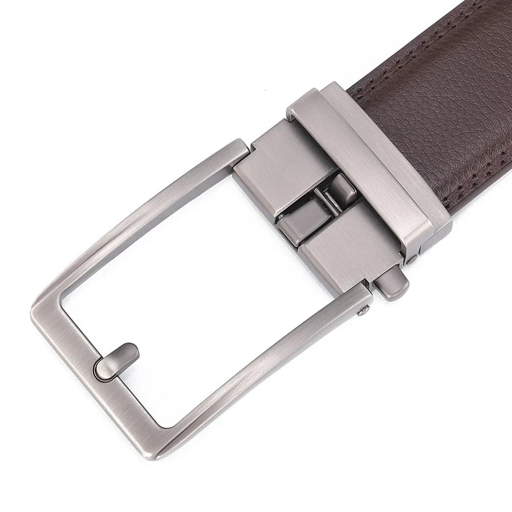 Click Belts for Men Luxury Brand Designer Fashion Automatic Buckle Genuine Leather Men's Belt Male Jeans Waist Strap Blue 3.5 cm