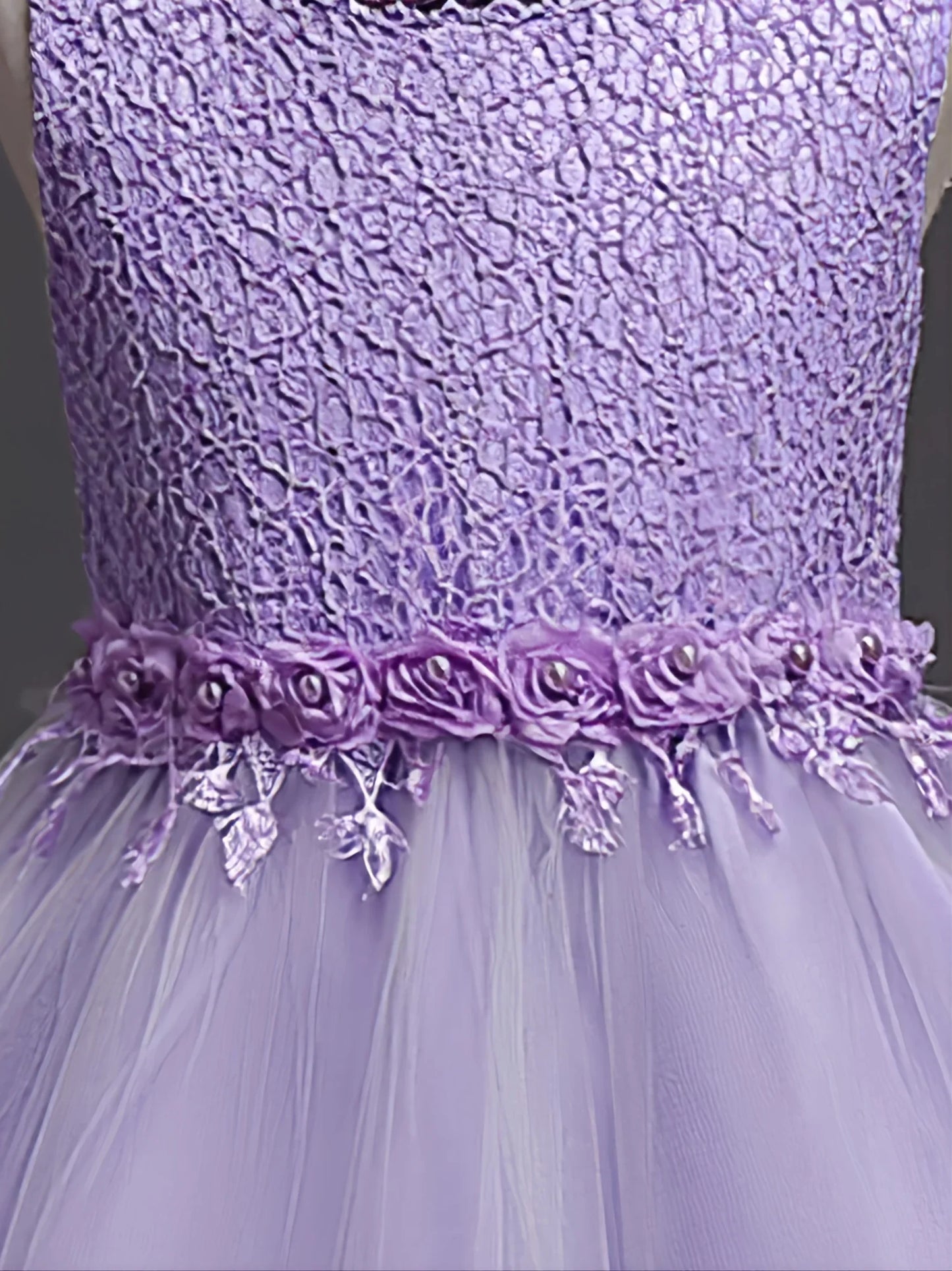 Girls Sleeveless Lace Floral Princess Dresses#981