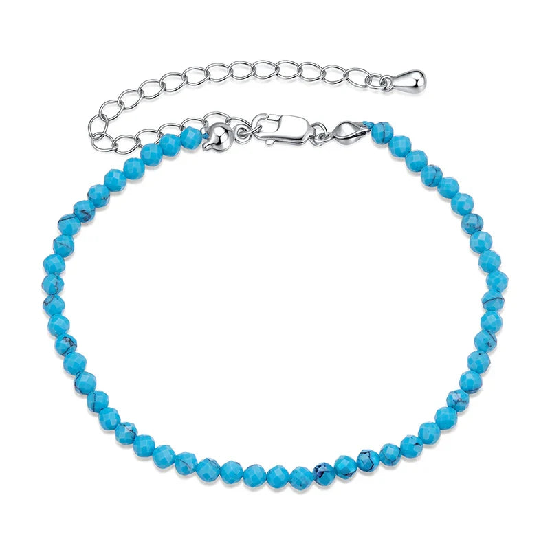 Turquoise Bracelet for Women 3mm Handmade Turquoise Beaded Bracelet Elegant Jewelry Gifts 2 Colors