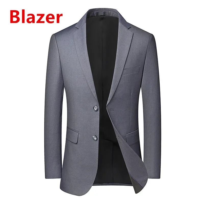 Men's Solid Color Business Suit Fashion Banquet Wedding Trend Groom Best Man Single 3/2/1