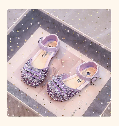 Princess Girls Party Shoes Children Sandals Gorgeous Rhinestone Low Heels Shoes Girl Sandals mary janes Dress Shoes Child I06106