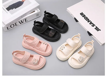 Children Summer Sandals Baby Anti-slip Wearable Summer Shoes Girls Solid Color Hook Sandals Boys Breathable Beach Sandals
