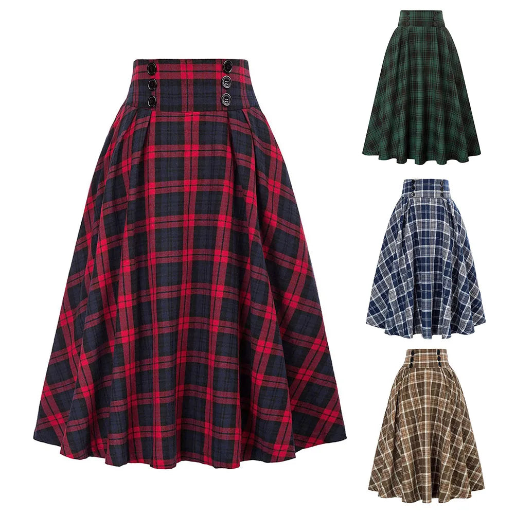 High Quality Widely Applicable Affordable Skirt Women Skirt High Waist Elegant Ladies Loose Dress Women Tartan Check Plaid
