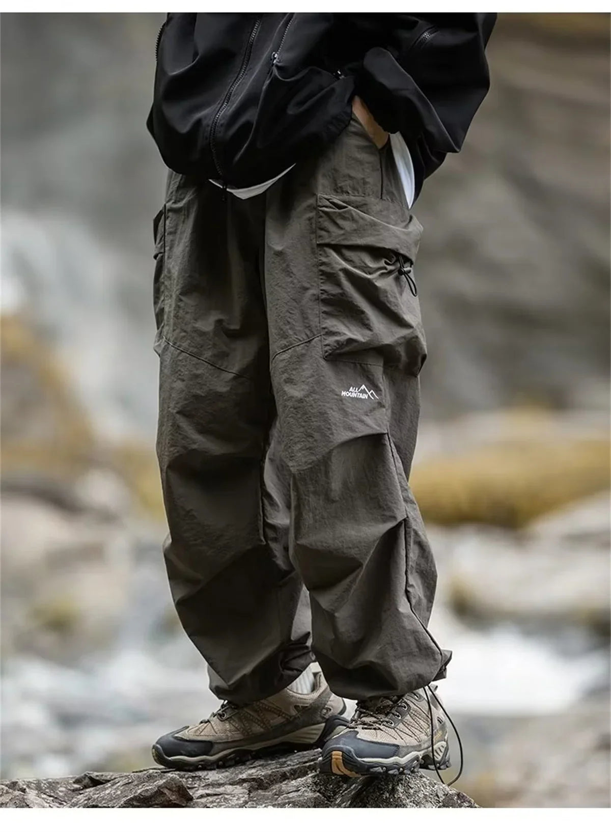 Men's Spring Autumn Japanese Style New Waterproof Hip Hop Mountaineering Pants Casual Harajuku Work Cargo Outwear Trend Pants