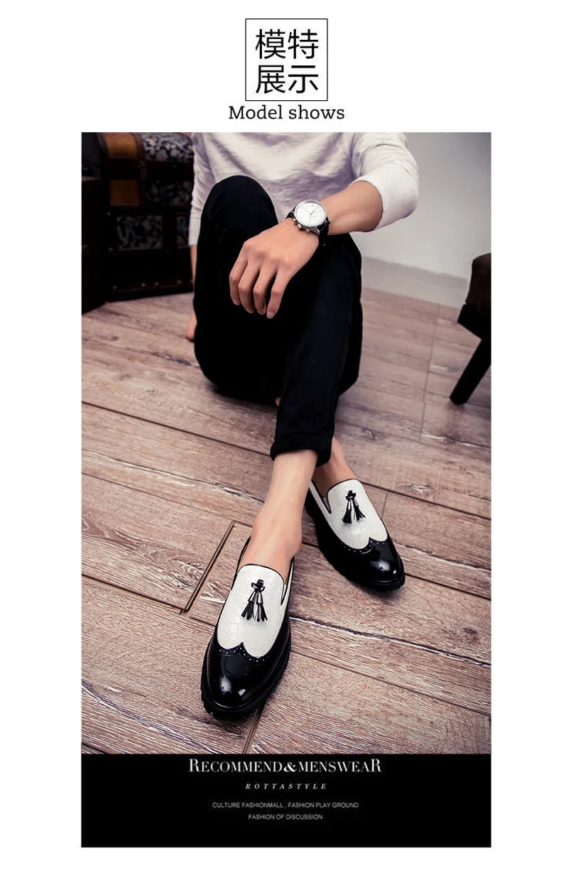 High Quality Casual Business Leather Shoes Men Formal Men's Dress Shoes Classic Tassels Retro Office Social Leather Loafers Male