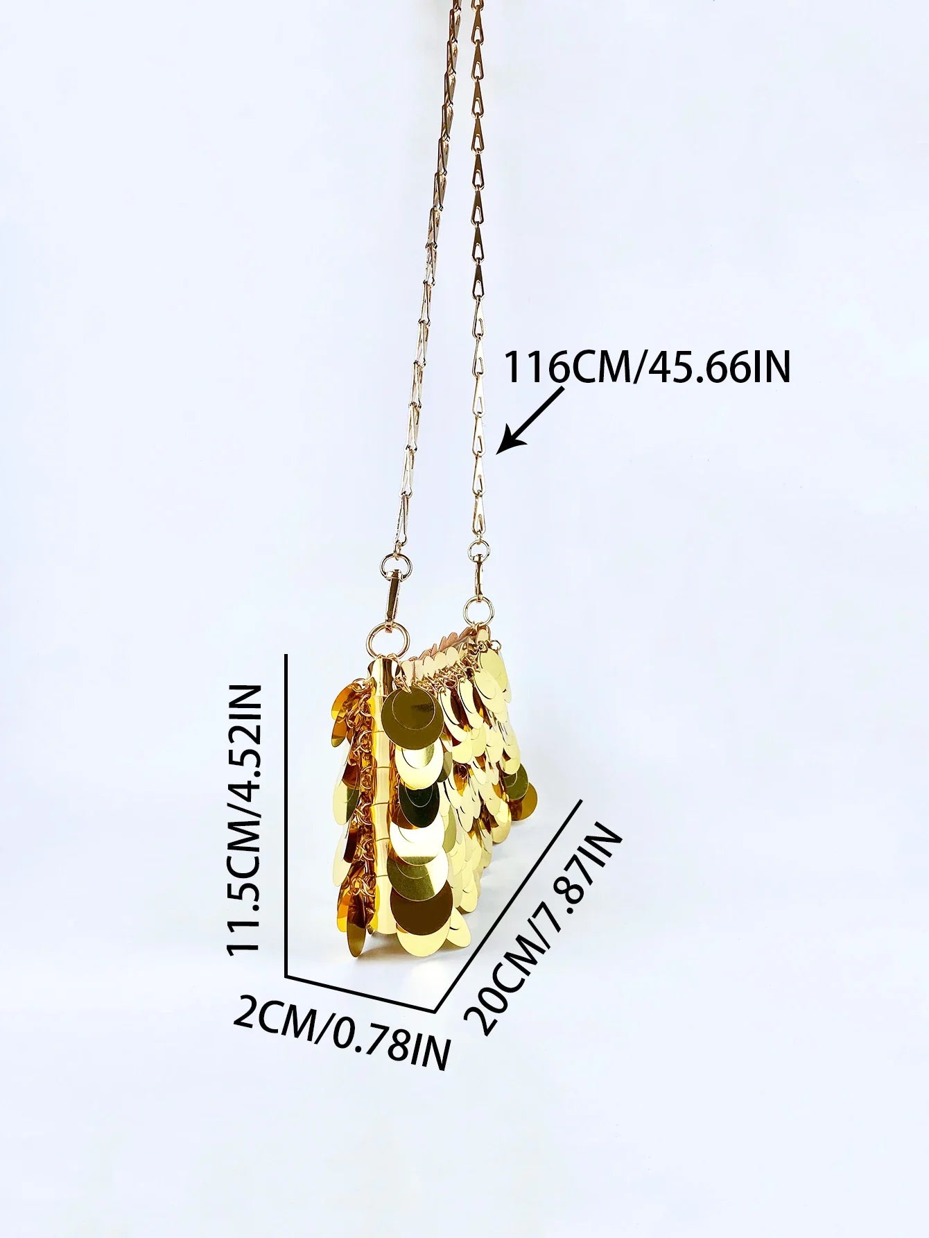Trendy and cool gold glitter chain, women's fashionable and simple texture, horizontal square bag, personalized bag
