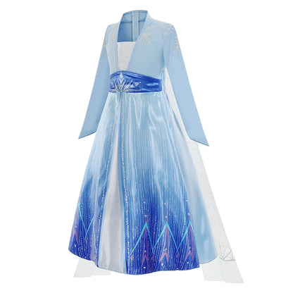 Frozen Elsa Princess For Girls Cosplay Costume Kids Mesh Snow Queen Carnival Birthday Party Dress Up Clothes 2-10Yrs Gown