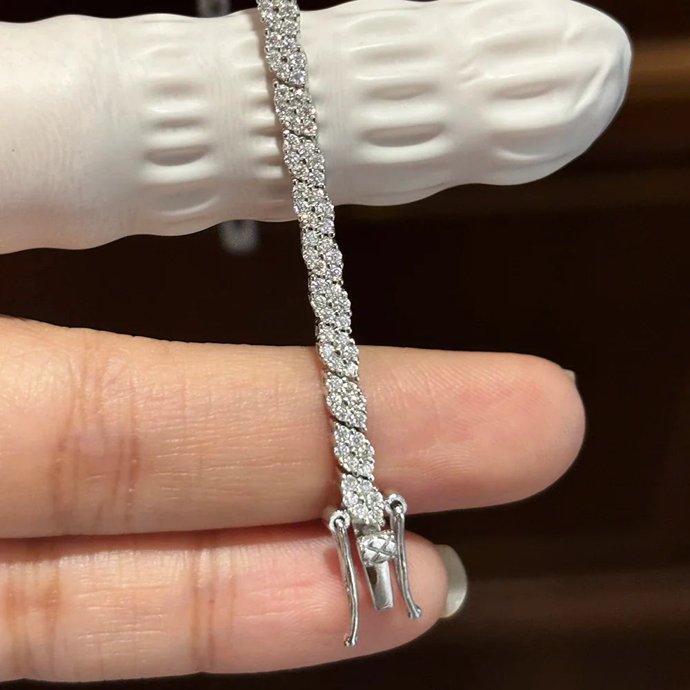 Shape Full Moissanite Tennis Bracelets for Women Men S925 Silver D Color Sparkling Diamond Bangles with Certificate