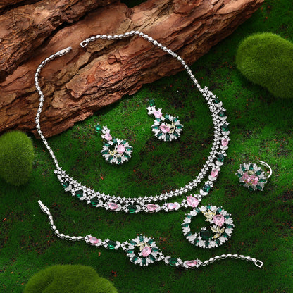 Cubic Zirconia Bridal Wedding Jewelry Set Bridal 4-piece Set Women's Jewelry Set Jewelry Brand Reproduction