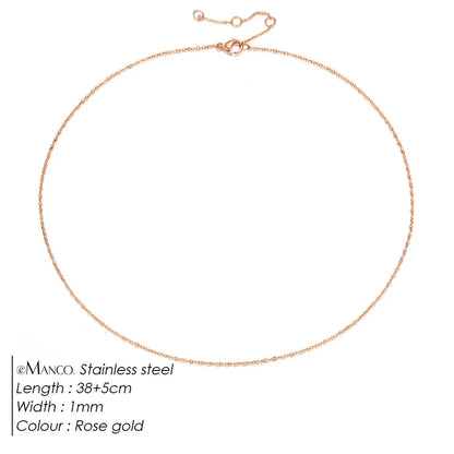 Fine Chain Necklace Stainless Steel Gold Color Pendants Short Long Statement Women  Colar Gift Stainless Steel Jewelry