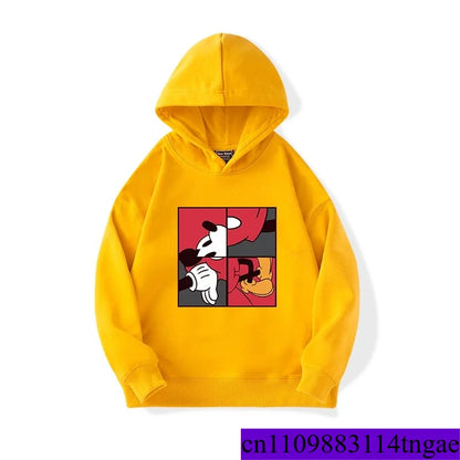 Cartoon Cute Mickey Print Boys Girls Casual Fleece Hoodie Autumn and Winter Outdoor Fashion Warm Kids Pullover Top