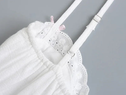 White Spliced Embroidery Lace Bra Corset style Mini Dress Women Backless Party Skater Short Sling Robe Holiday