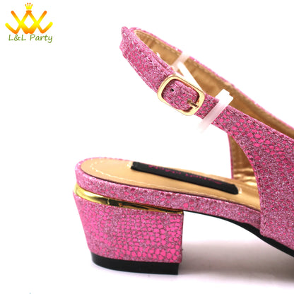Italian Women Shoes Matching Bag Set in Sky Blue Color Comfortable Heels with Appliques for Wedding