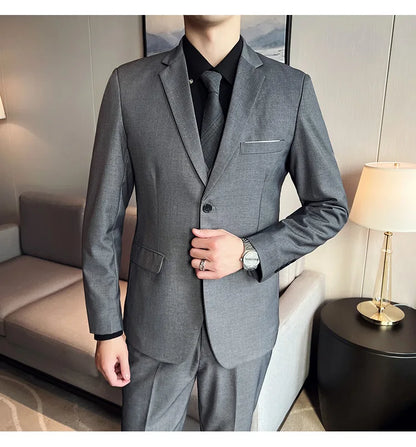Men's High-Quality 3-Piece Business Casual Wedding Suit Vest Trousers Set Handsome Fashion Banquet Clothing S-6XL