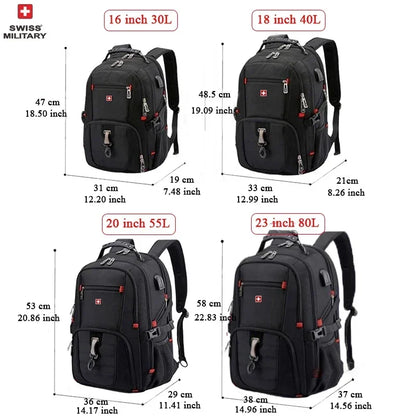 Laptop Backpack Waterproof USB Charge Port Swiss-style Multifunctional Rucksack Schoolbag Mochila Hiking Travel bag