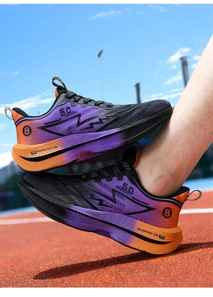 Men's Carbon Plate Running Shoes Soft Cushion Shock Absorbing Sports Shoes Unisex Sneakers Light Anti-Slip Training Shoes