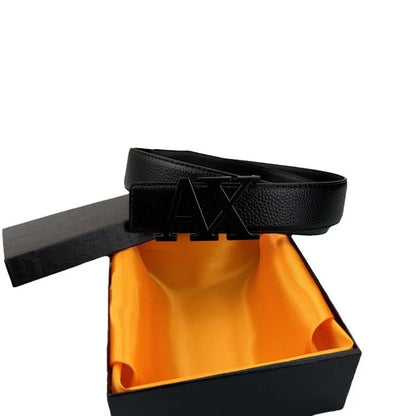 2026 Designer Men's Belt - AX Letter Buckle, 3.8cm Wide, Lychee Pattern, Plain Weave, High-End Fashion, Premium Leather Waistban