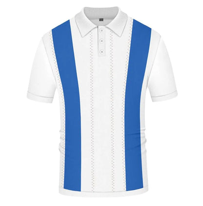 Summer Clothing Men's Casual Knitted Patchwork Short Sleeve Polo Shirt Lapel Button Breathable T Shirt Fashion Luxury M-3XL