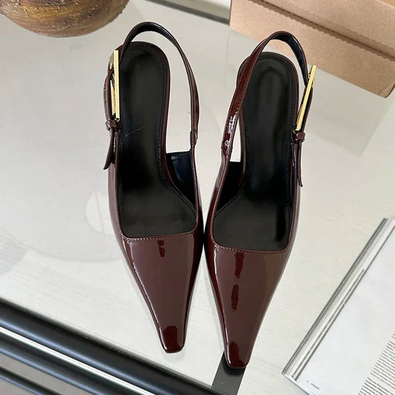2025 Summer New Band Women Pumps Shoes Fashion Shallow Slip On Slingback Sandals Thin High Heel Dress Sexy Pumps Shoes