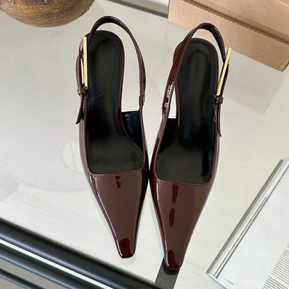 2025 Summer New Band Women Pumps Shoes Fashion Shallow Slip On Slingback Sandals Thin High Heel Dress Sexy Pumps Shoes