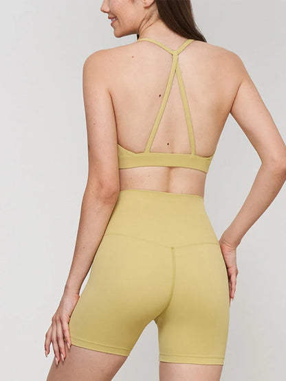 2024 New Yoga Shorts Sets Shockproof Vest High Waist Shorts Breathable Women's Tight Fitting Sports Yoga Sexy Crop Top Gym Set