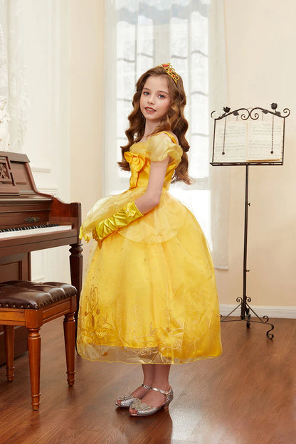 Girls Beauty and Beast Bell Costume Kids Summer Carnival 3 4 5 6 7 8 9 10 Years Dress Kids Princess Performance Cosplay Dresses