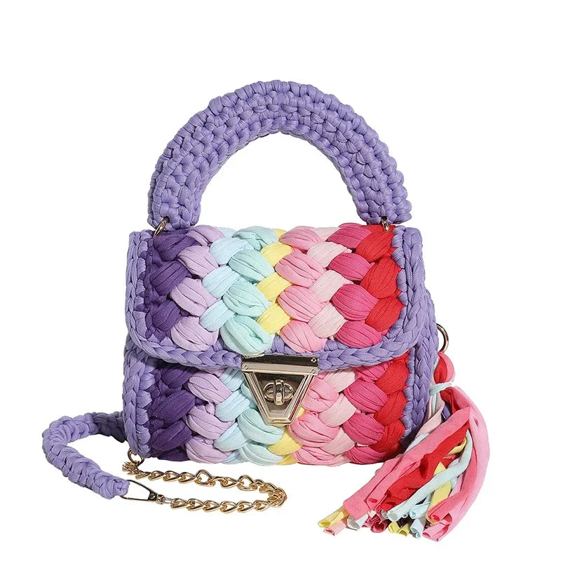 Women Handbag Woven Bag Knitted Shoulder Bag Chunky Knit Bag Crochet Top Handle Bag Lady Shopper Gifts
