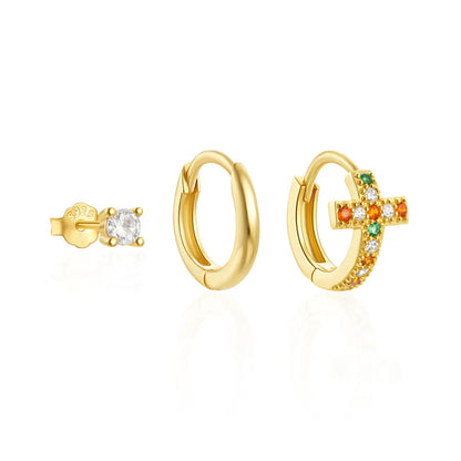 925 Sterling Silver 3pcs 4pcs Set Zircon Stud Earrings 18k Gold Star Minimalism Huggies Earring Fine Jewelly Set Party Gift