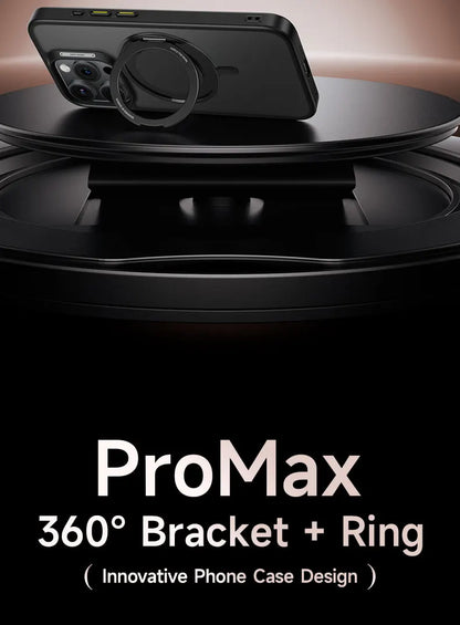 Stand Phone Case For iPhone 16 Pro Max MagSafe Magnetic Case With 360° Rotating Ring Bracket Anti-Drop Protection Cover