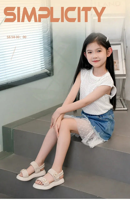 Kids Causal Sandals 2024 Thick Bottom Summer Toddler Girls Sandals Fashion Open-toe Children's School Black Sandals Versatile