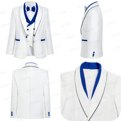 Royal Blue 4 Pieves Smart Boy's Suit Set, Kids Formal Tuxedo Jacket Vest Pants Bow-tie 24 Hours Ship Wedding Ring Bear Piano
