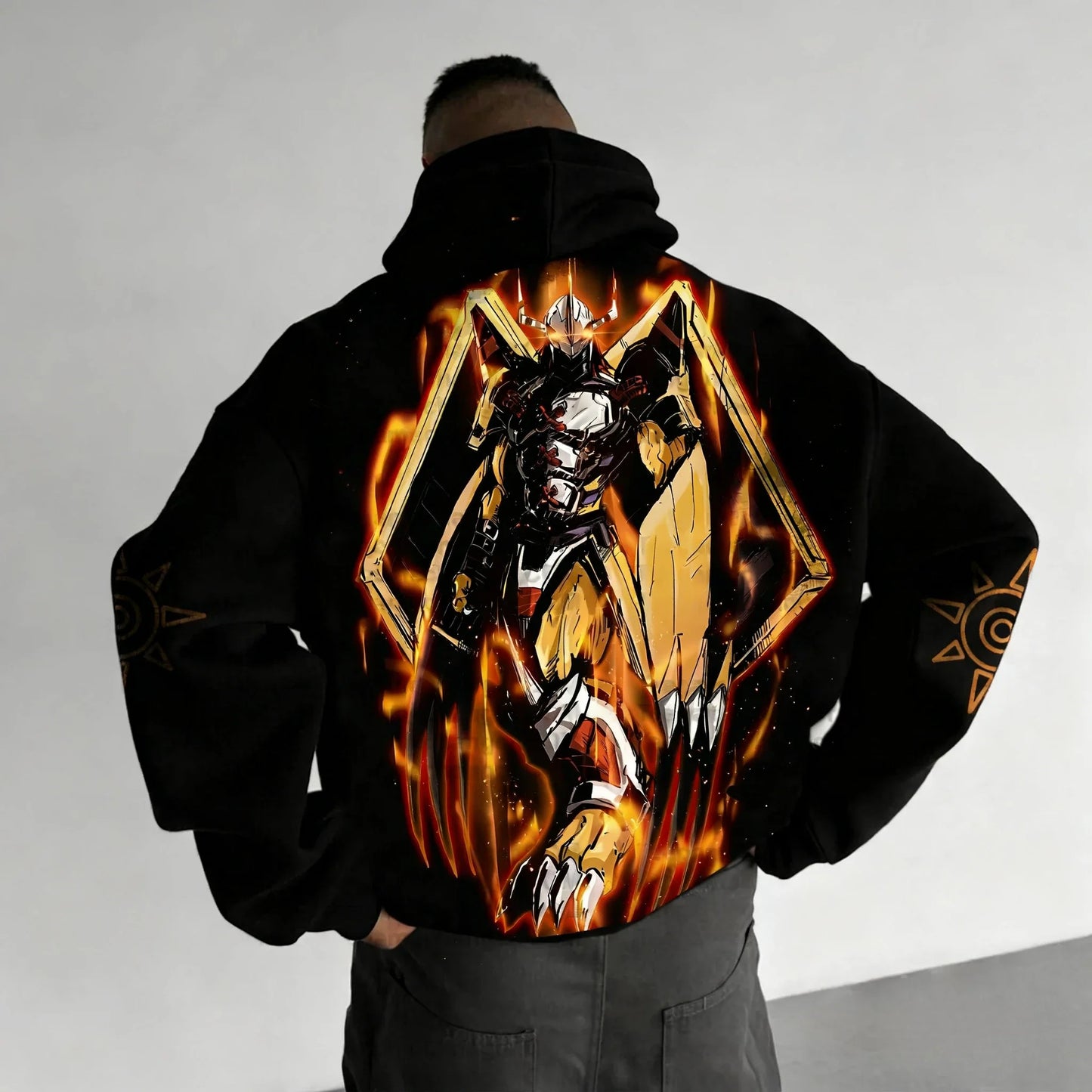 Zipper Hoodie Men's Autumn/Winter New War Greymon Anime Printed American Trend Y2K Casual Loose Sweater Top