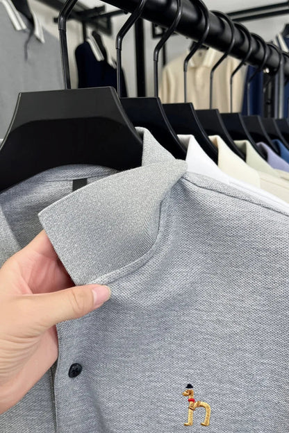 Original Brand Men's Polo Shirt 100 Cotton Lapel Dog Embroider Long Sleeve T-Shirt Autumn New Business Casual Handsome Men'swear