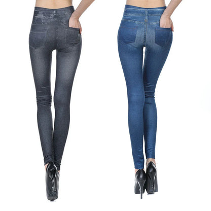 Women Jeans High Waist Regular Slim Denim Print Stretch Pencil Pants