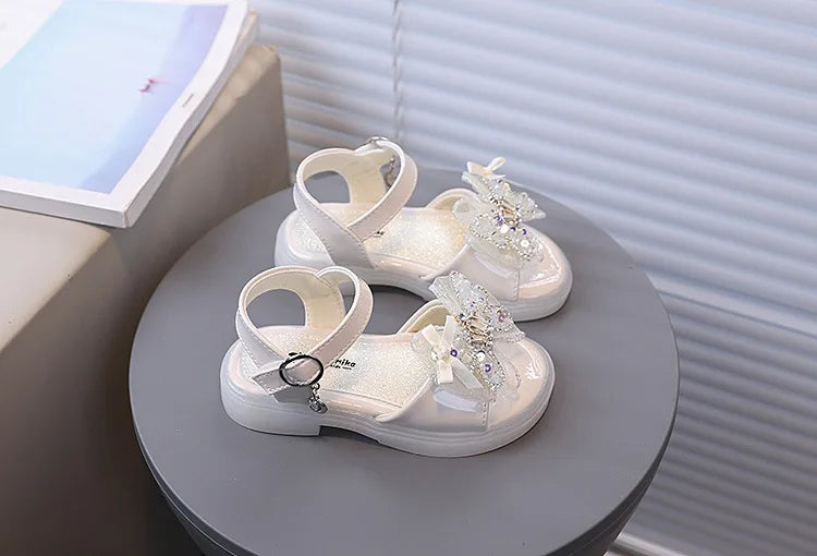 2026 Princess Girls Sandals Summer Children Beach Shoes Girls Open-toed Sandals Soft PU Leather Flat Kids Sandals For Girl