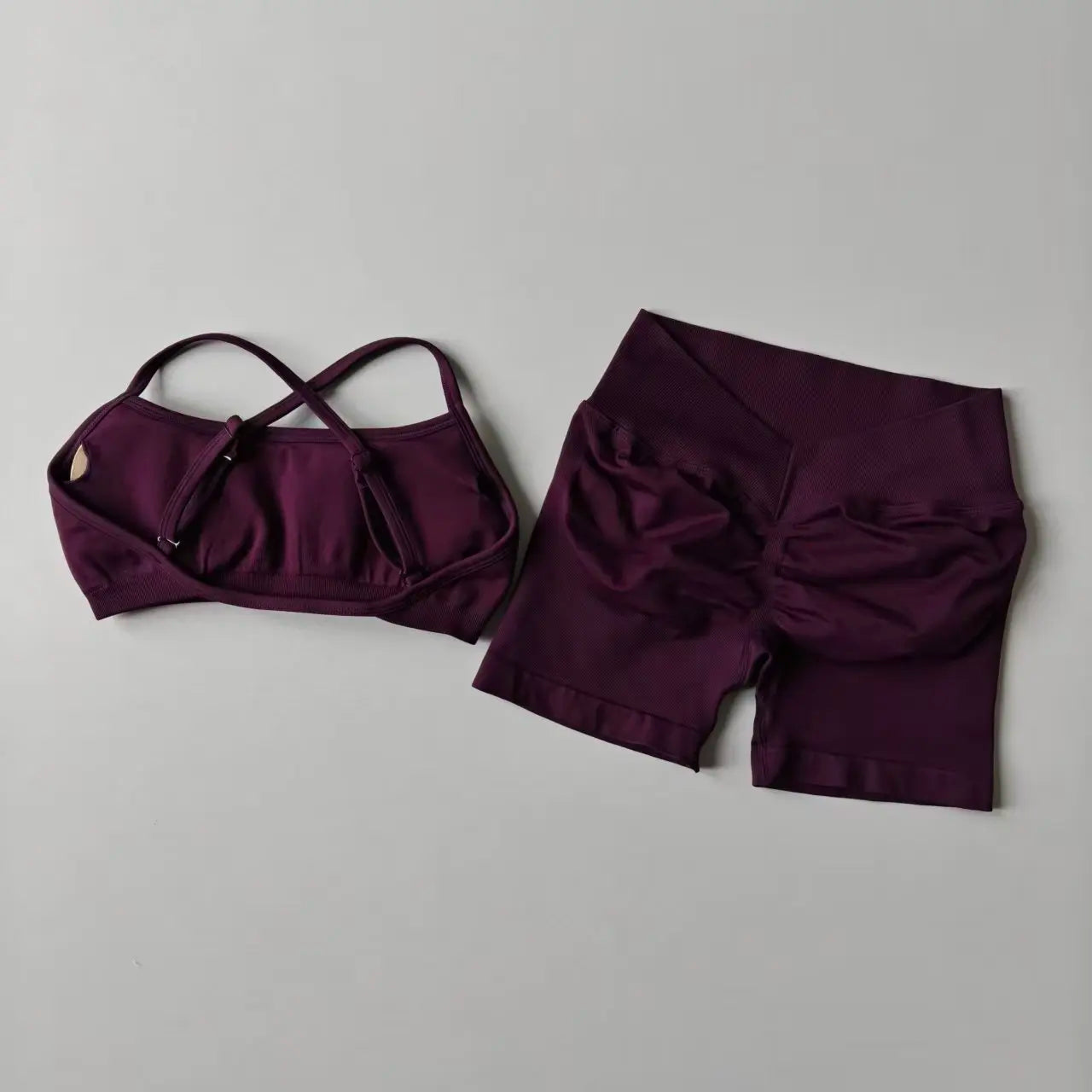 Seamless 2PCS Leggings Set Women Seamless Yoga Set High Waist Scrunch Butt Shorts With Halter Sports Bras Workout Gym Suit Set
