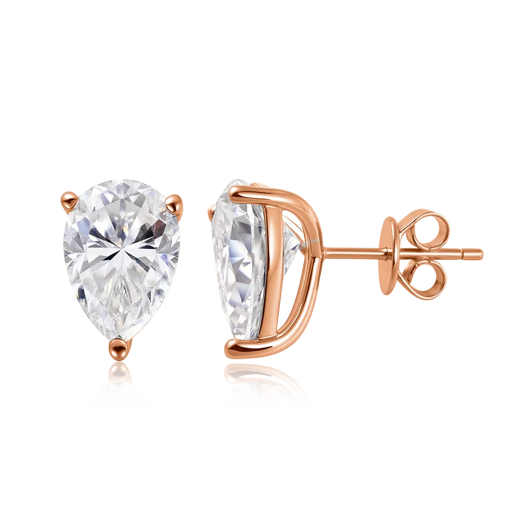 0.5-4Carat Pear Cut Moissanite Stud Earrings 100% S925 Silver Waterdrop Lab Diamomd Ear Studs for Women Fine Jewelry Gift