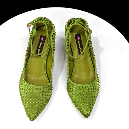 Women's Heels & Bag Set – Rhinestone-Embellished Designer Shoes Perfect for Weddings & Special Occasions