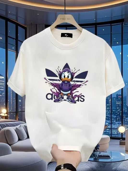 Unisex pure cotton summer round neck printed short-sleeved T-shirt fashionable sporty basic men's T-shirt shirts harajukugraphic